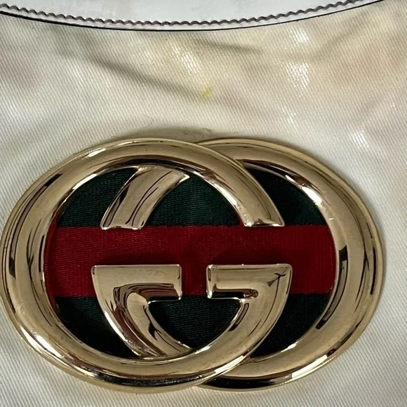 Vintage Gucci Britt Off White Hobo Shoulder Handbag Oversized GG 162740 - Picture 6 of 11